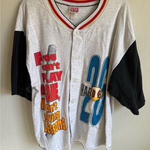 Men’s XL Gray Athletic Works Vintage Baseball Jersey Graphic Print Short Sleeve